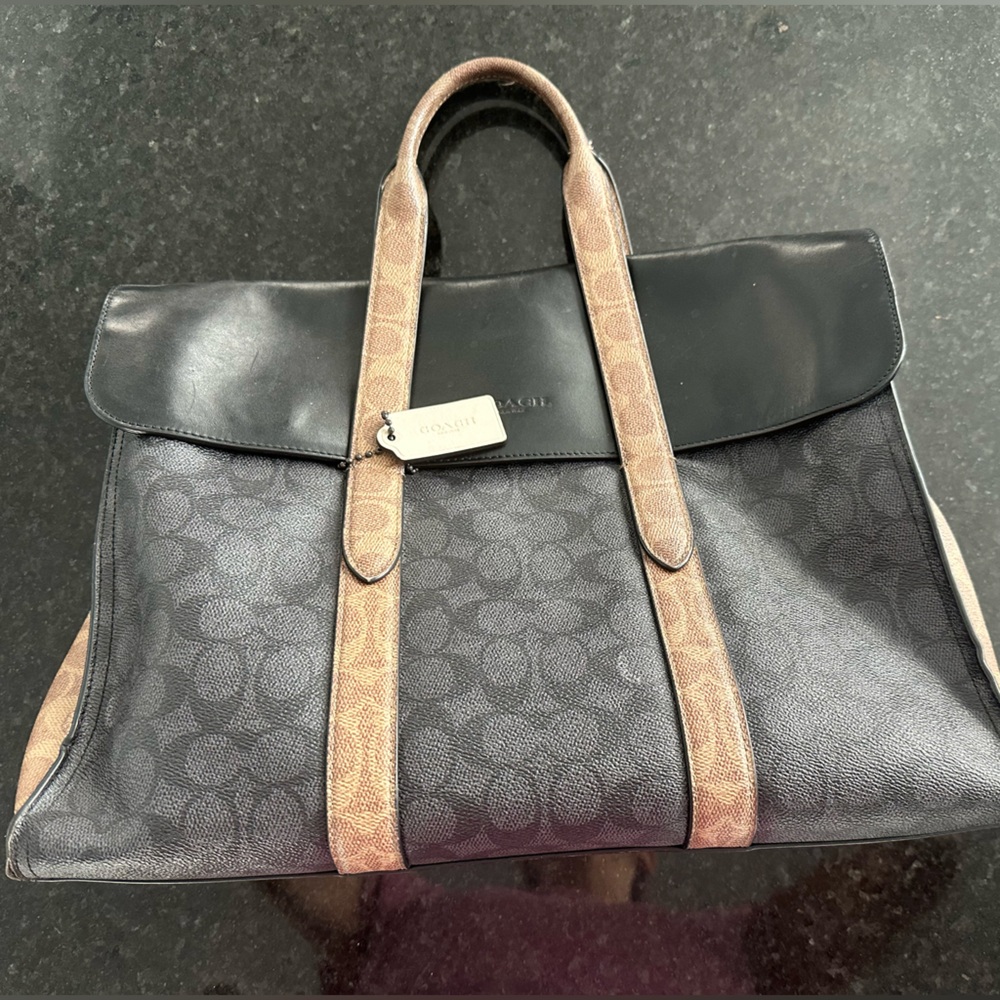 Coach metropolitan portfolio bag in signature monogram color block